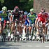 Das Hauptfeld mit Di Luca in der Mauer von Huy beim Wallonischen Pfeil 2007